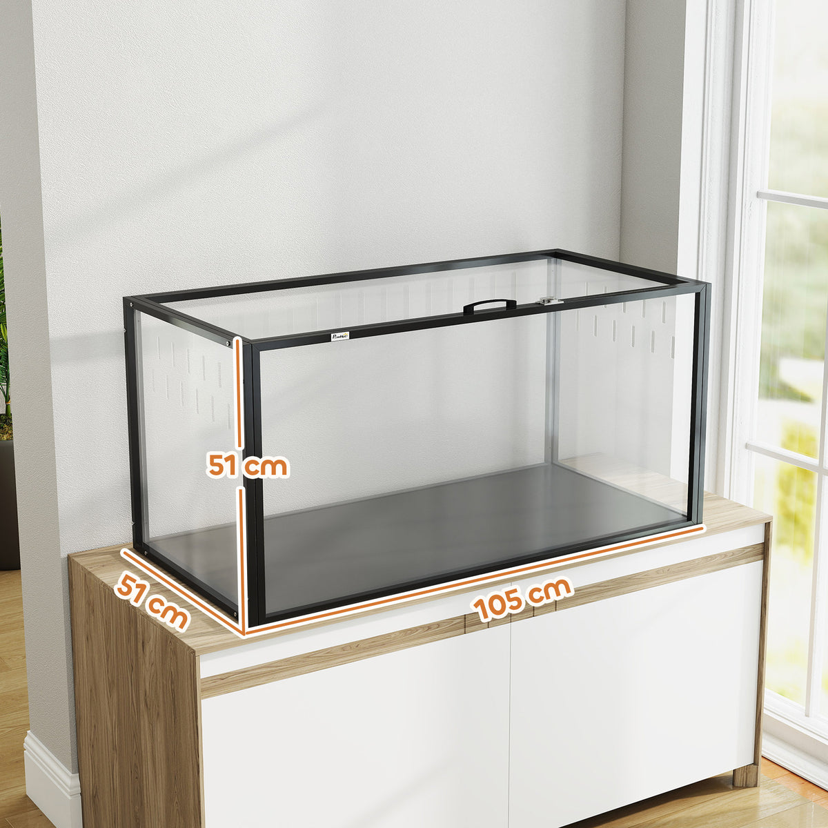 Cage pour Hamster Habitat Rongeurs Transparent de Vue Panoramique 360° Anti-Mordillage 105x51x51cm Noir-2