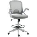 Fauteuil de bureau chaise de bureau assise debout hauteur réglable repose-pieds gris et blanc-0