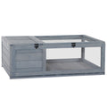 Maison enclos cage habitat pour petit animal tortues avec 2 espaces 91 x 60,5 x 32 cm bois massif gris-0