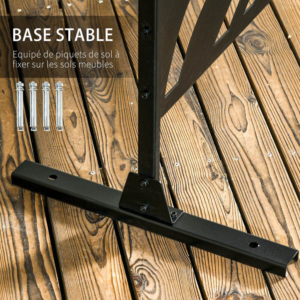Panneau brise vue décoratif extérieur noir à motif végétal en métal - 122 x 45 x 198 cm-4