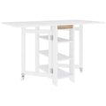 Table à Manger Pliante sur Roulettes, Table de Cuisine pour 2 à 4 Personnes avec Étagères de Rangement, Blanc-0