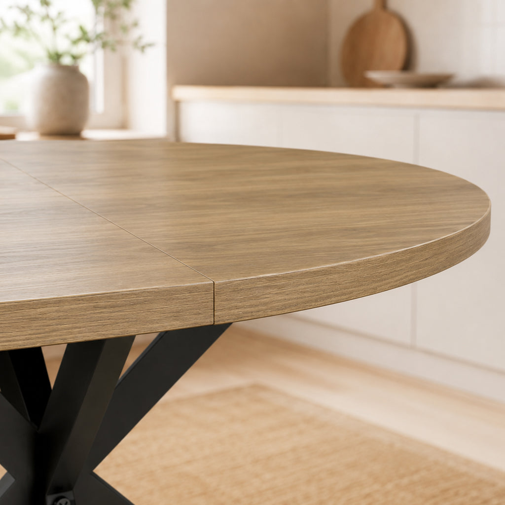 Table à manger extensible ovale pour 4 à 6 personnes, table de cuisine avec rallonge 100-135 cm, effet bois marron-9