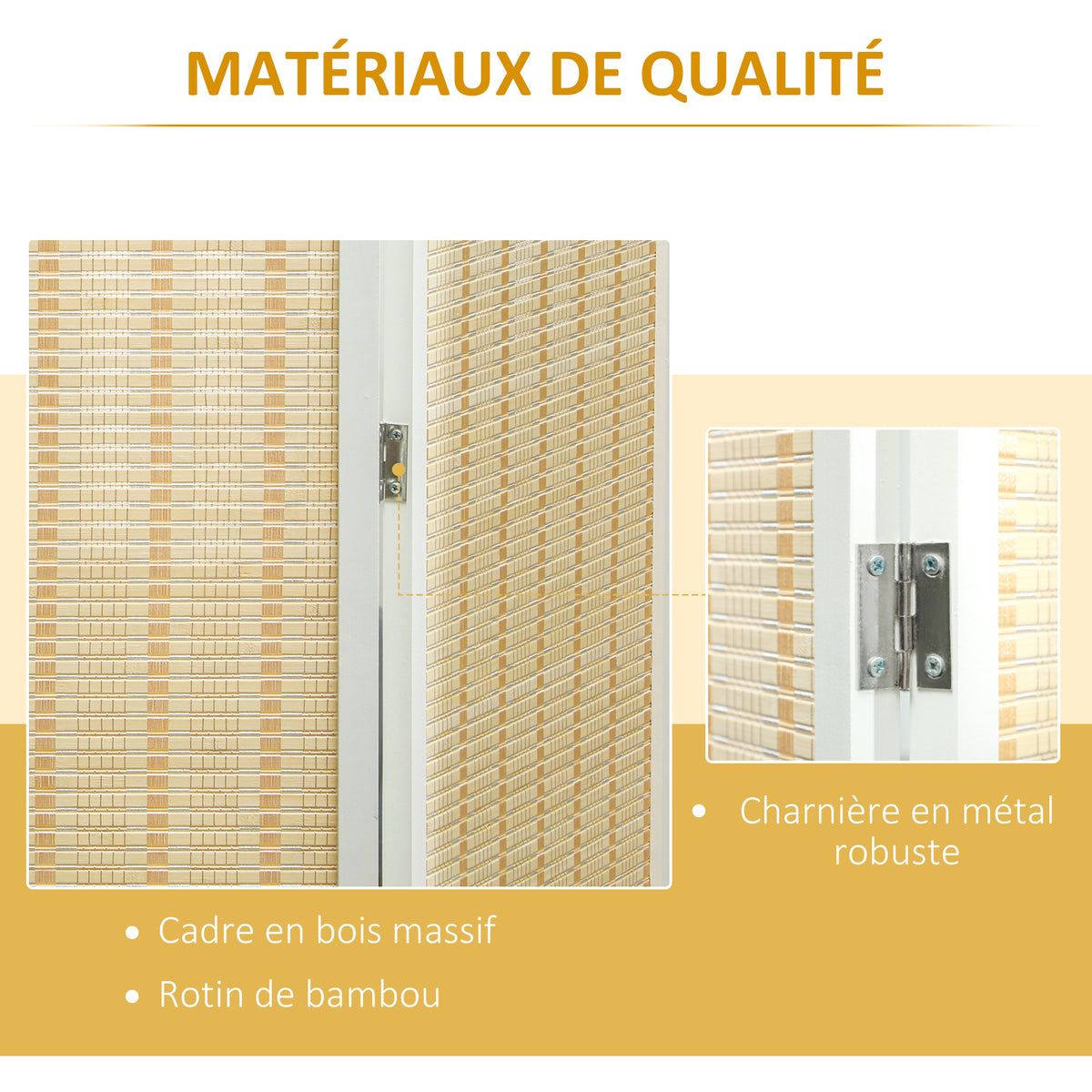 Paravent en bois séparateur de pièce closion de séparation pliable 4 panneaux 180 x 180 cm bois naturel-4