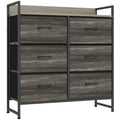 Commode, Meuble de Rangement pour Chambre, 6 Tiroirs en Tissu en Lin, Cadre en Acier, 80 x 29 x 85 cm, Gris-0