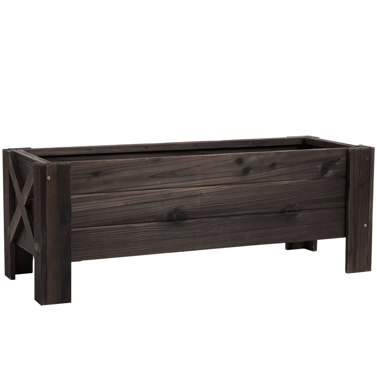 Jardinière sur Pieds bac à Fleurs dim. 100L x 36l x 36H cm Inserts d'irrigation Inclus Bois Massif Sapin traité-0