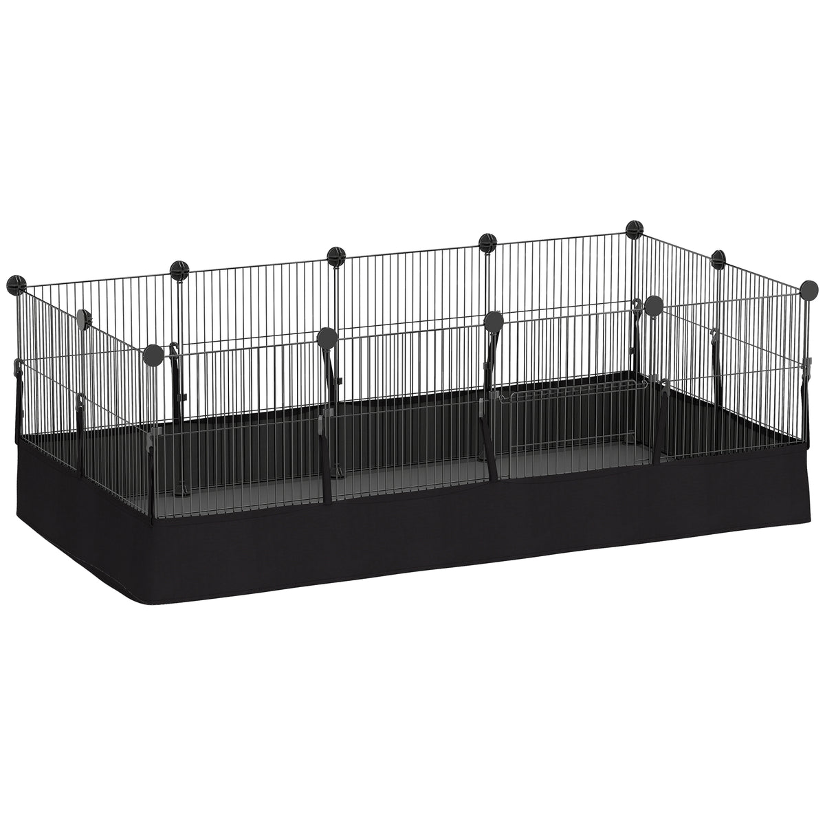 Enclos pour petits animaux, cage à lapin modulable 12 panneaux avec tapis étanche, en acier, 120 x 60 x 40 cm, noir-0
