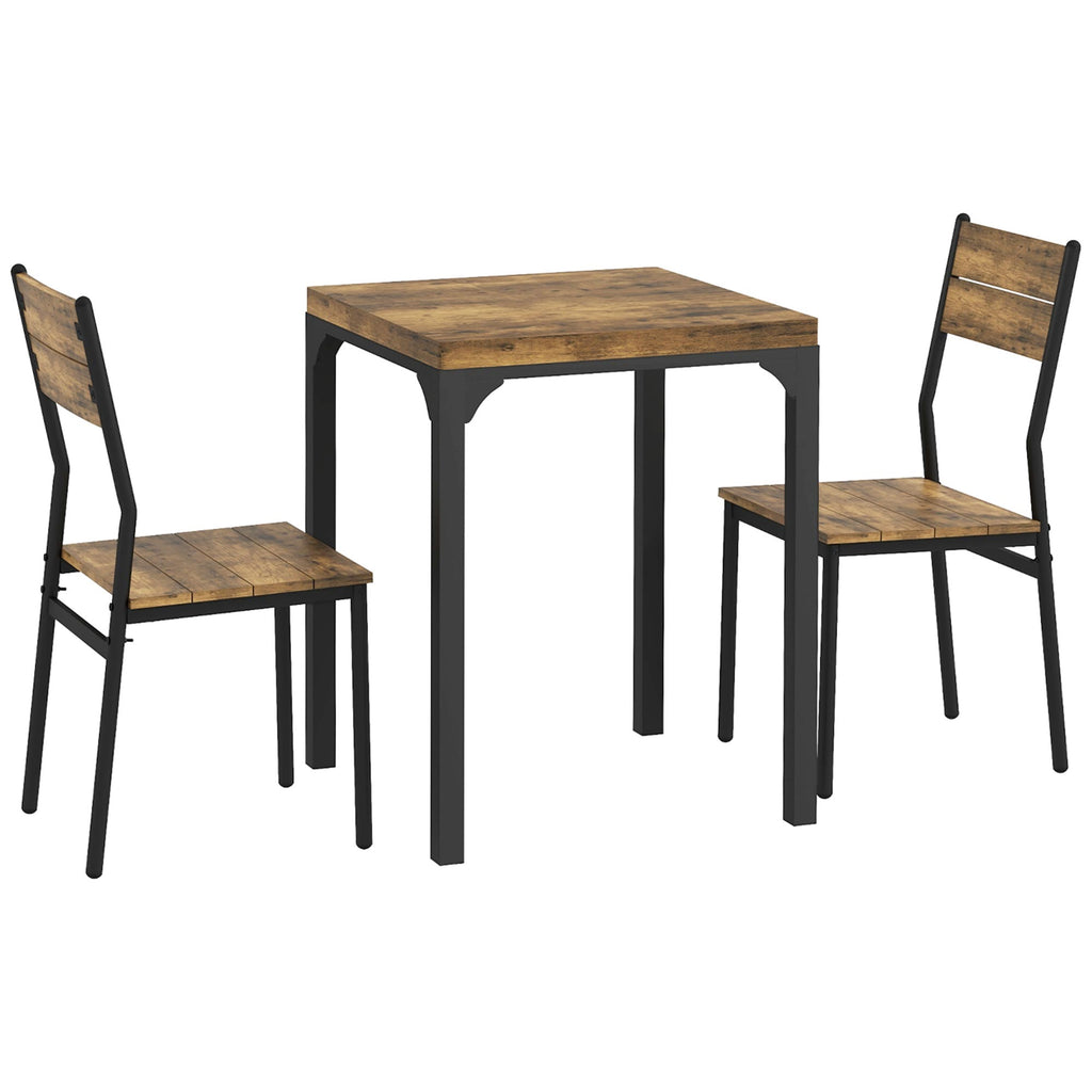 Ensemble table à manger avec 2 chaises encastrables, pour cuisine salon maison, rustique-0