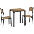 Ensemble table à manger avec 2 chaises encastrables, pour cuisine salon maison, rustique-0