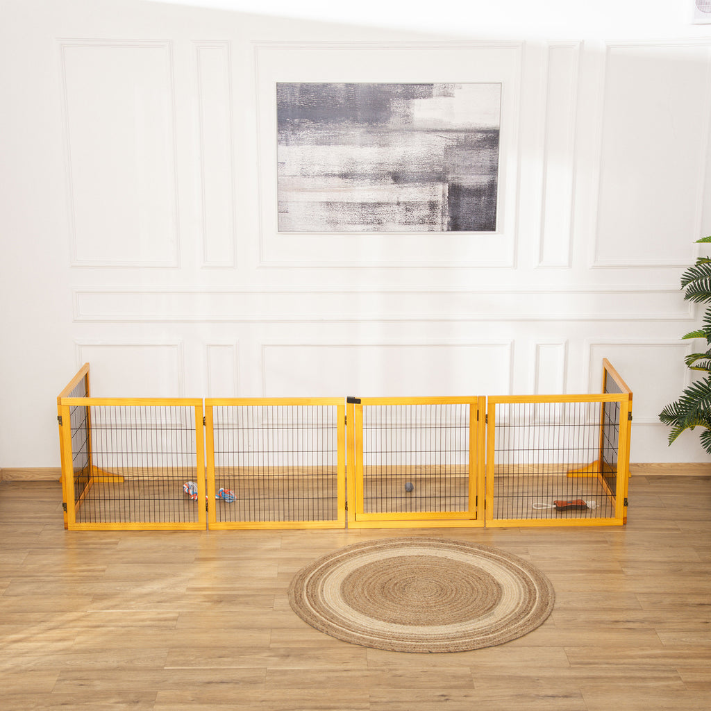 Barrière de sécurité pour chien barrière pliable à 6 panneaux avec pieds amovibles 432 x 36 x 70 cm jaune-9