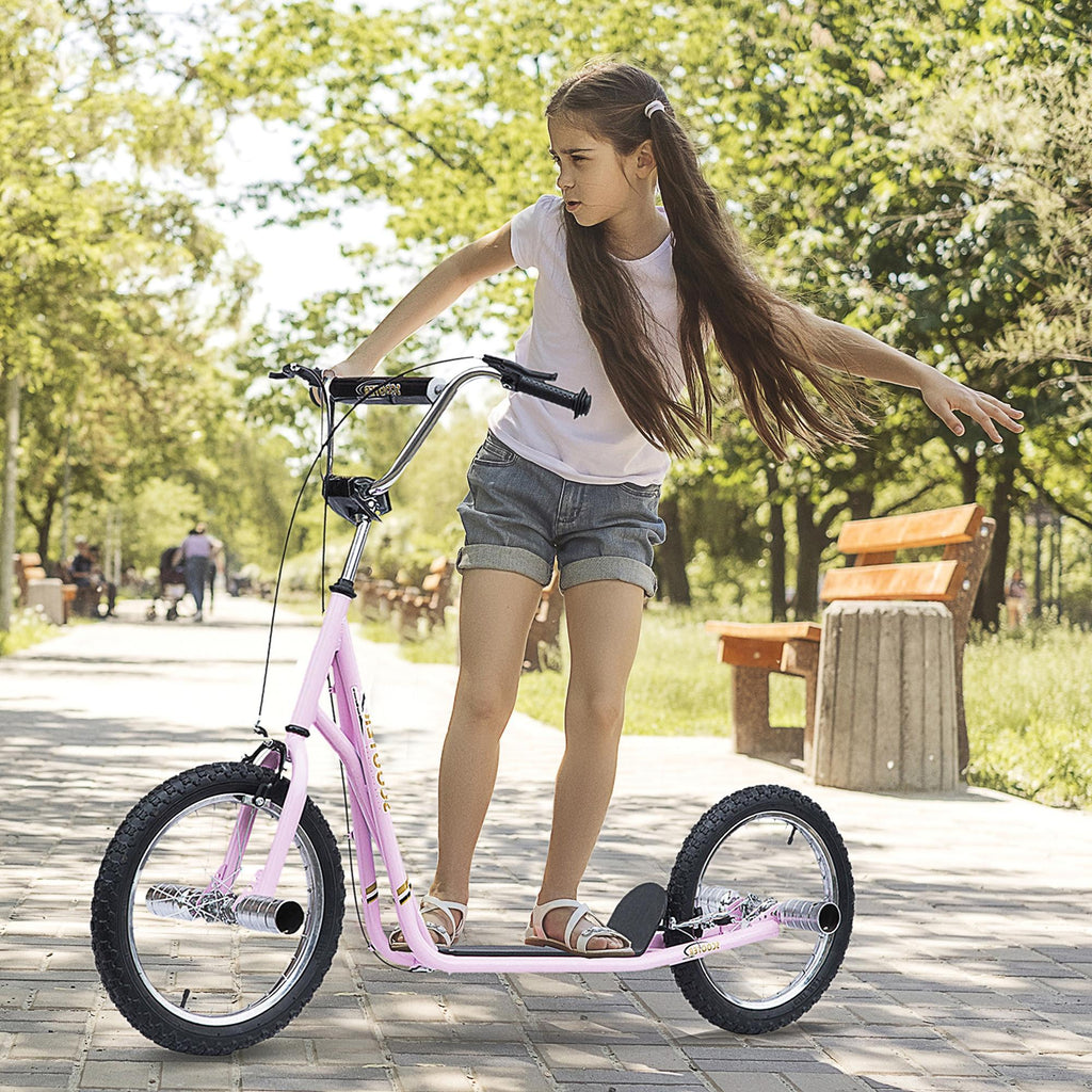 Trottinette patinette Grandes Roues pneumatiques Ø 41 cm avec pegs Rose-9