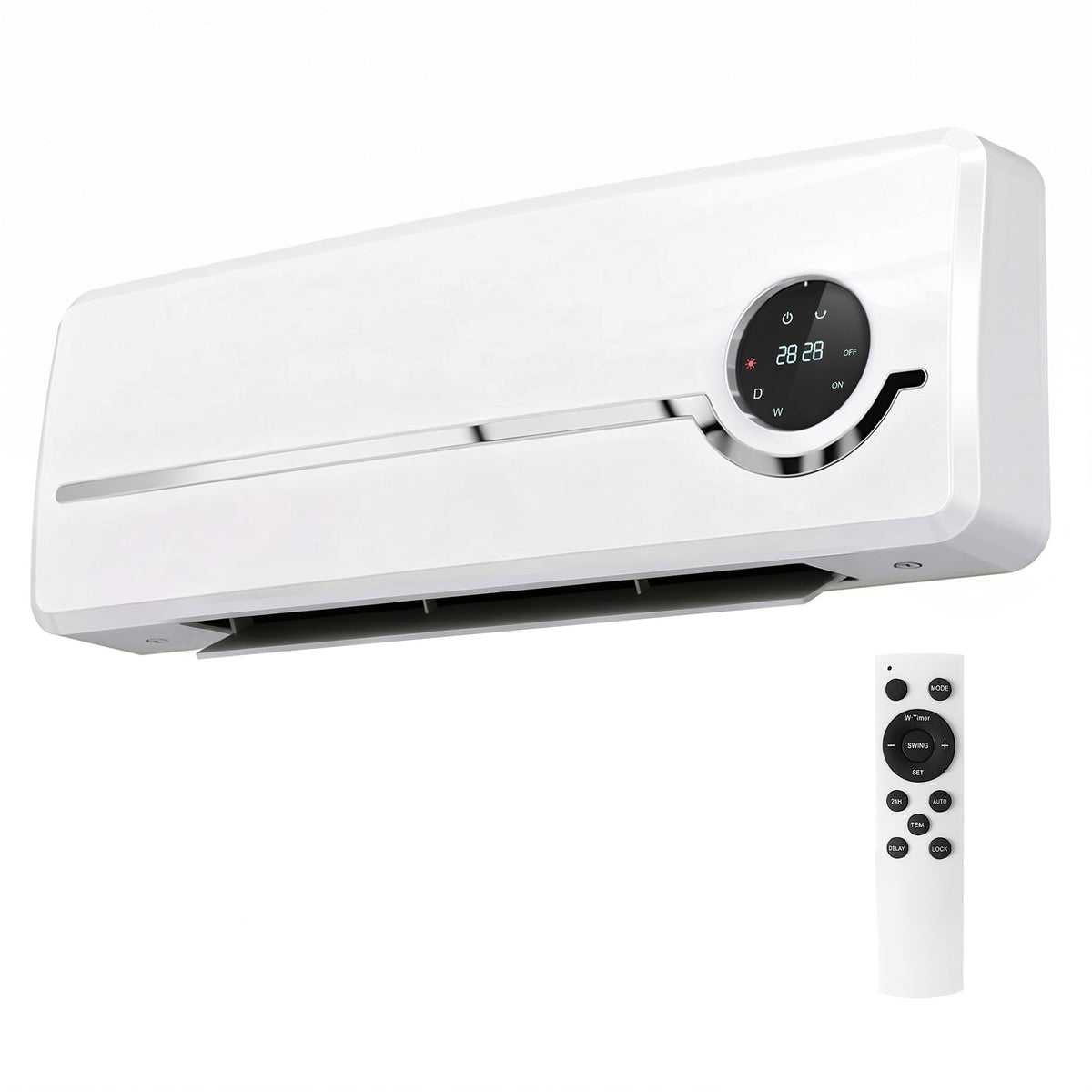 Chauffage mural en céramique 1000/2000W, radiateur électrique, ventilateur, thermostat, minuterie, 50x18,6x12,9cm, blanc-0