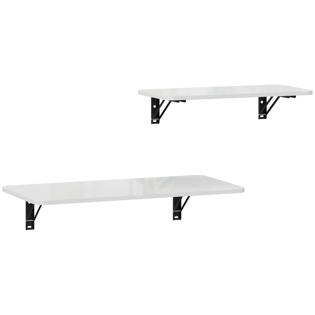 Lot de 2 tables pliantes murales, table murale rabattable en bois, pour cuisine, salle à manger, bureau, blanc brillant-0