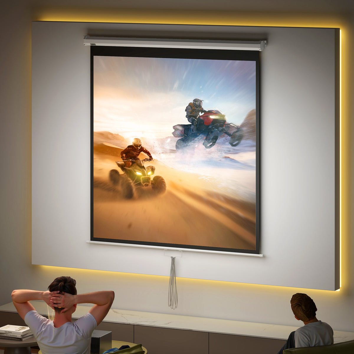 Écran de projection TV et Home Cinema de 85 Pouces vidéo projecteur 1:1 4K HD, 162,5 x 8 x 162 cm-1