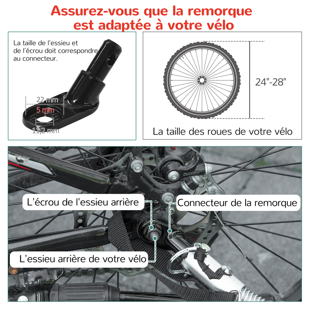 Remorque vélo pour enfant 2 en 1 convertible jogger poussette capacité 26,4 kg avec réflecteurs et drapeau - 2 places  - rouge-7