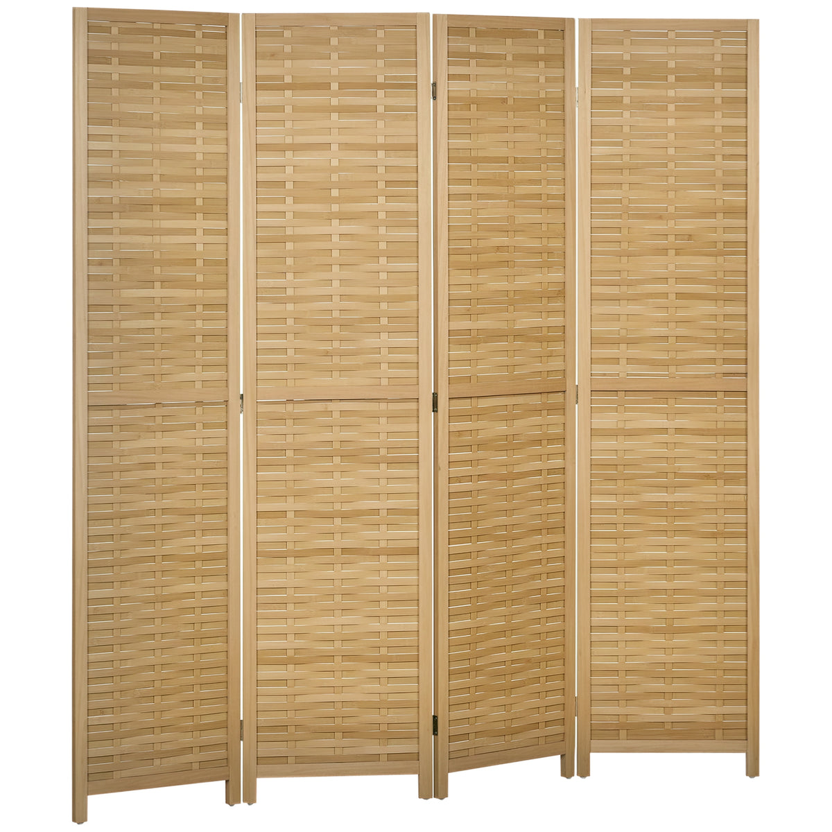 Paravent en bois séparateur de pièce closion de séparation pliable 4 panneaux en bambou 160 x 170 cm naturel clair-0