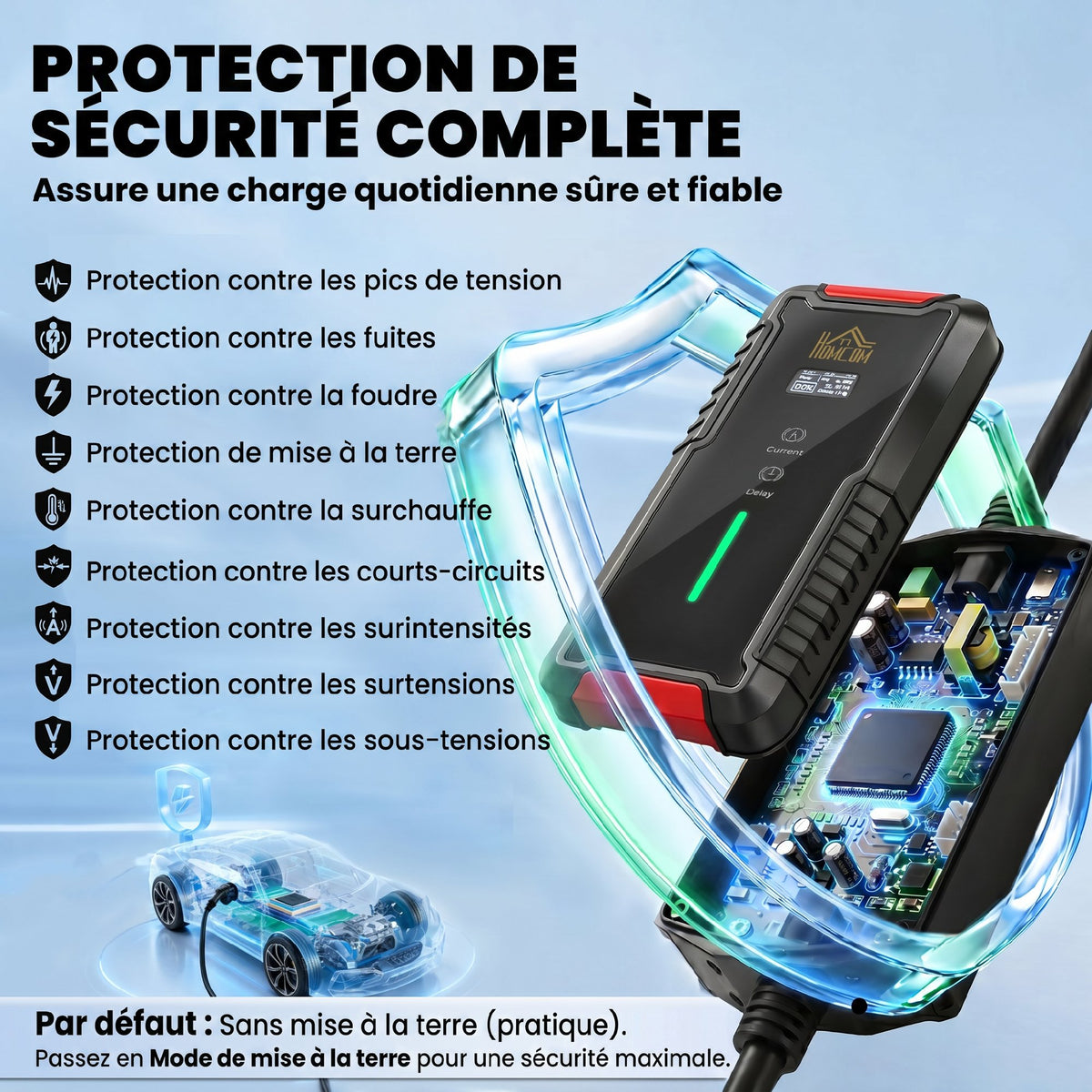Chargeur Voiture Électrique Type 2 3,7kW [5m, 6/8/10/13/16A] Câble de Recharge Portable Écran LCD Retardateur Noir-4