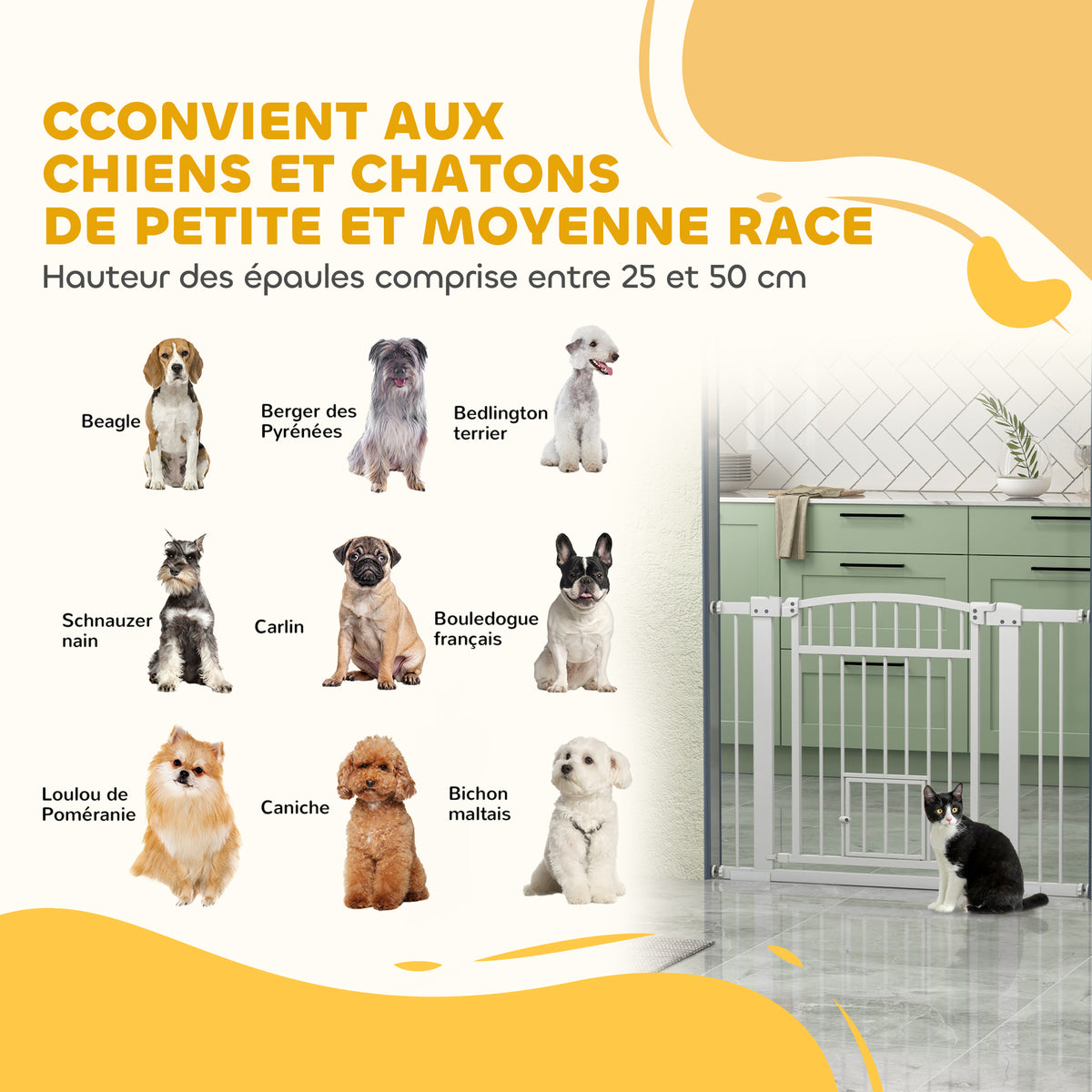 Barrière de sécurité chien système de double verrouillage montage par pression ou perçage largeur 76-104 cm blanc-8