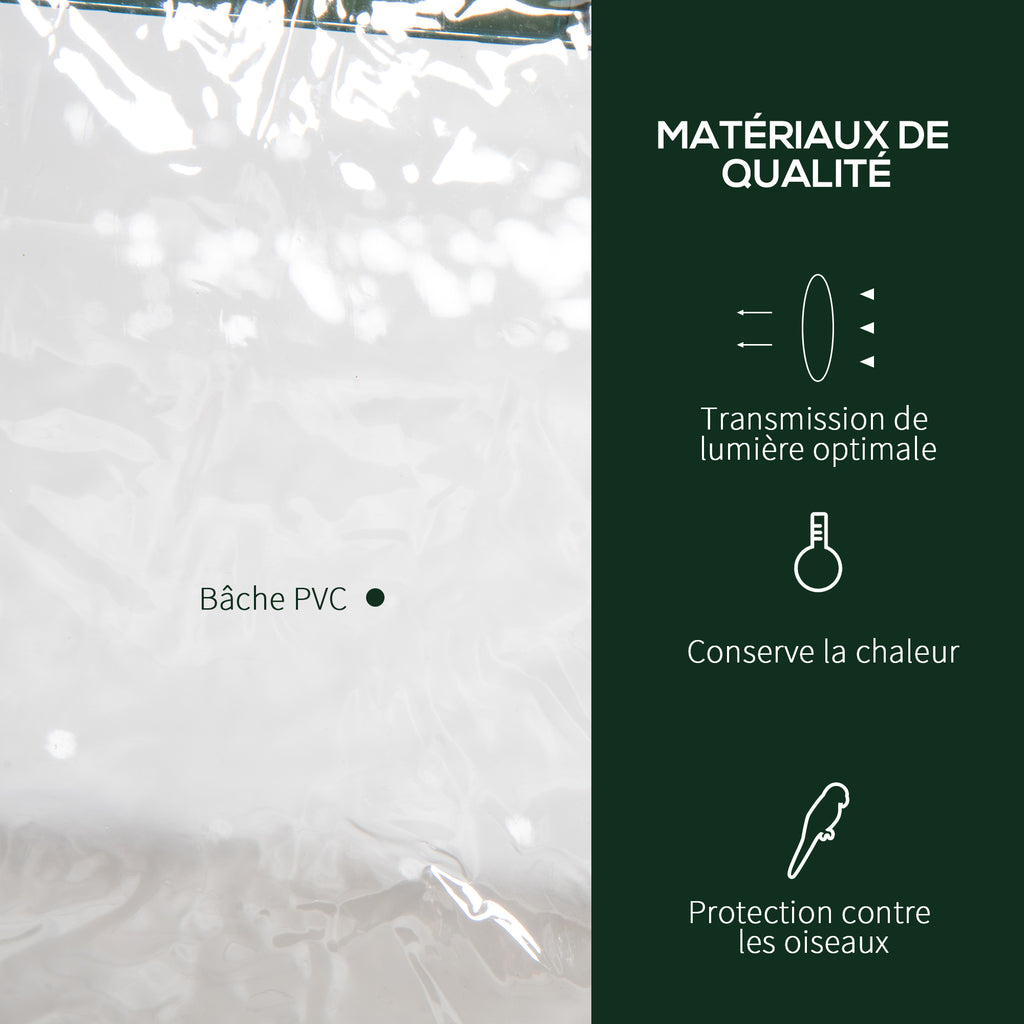Serre de jardin avec étagères 3 niveaux, serre de balcon, bâche renforcée PVC, châssis en acier, porte zippée enroulable, pour légumes plantes fleurs, 69 x 49 x 125 cm, transparent-3