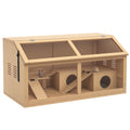 Cage hamster en bois habitat grand pour rongeur ventilation couvercle ouvrant et accessoires 85x45x44cm bois naturel-0