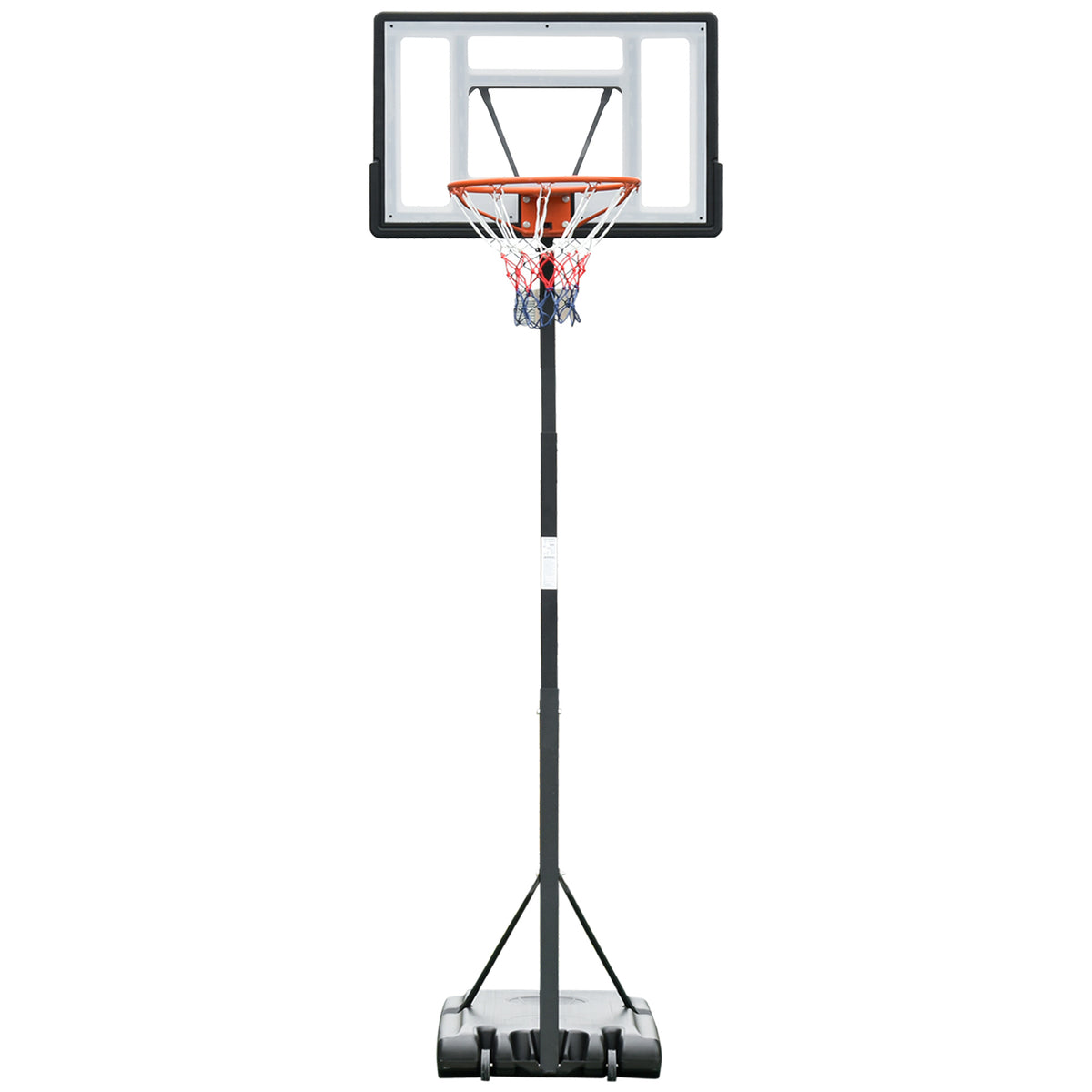 Panier de Basket extérieur avec poteau panneau, base de lestage sur roulettes hauteur réglable 2,55 - 3,05 m (panier) usage intérieur extérieur noir blanc-0