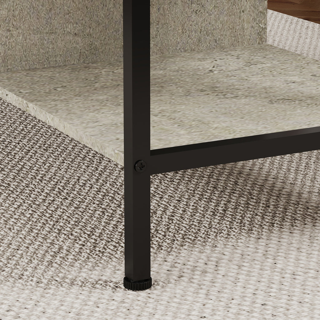 Table basse relevable et extensible, table de salon avec compartiment caché étagères ouvertes, 98x49x55cm, gris-9