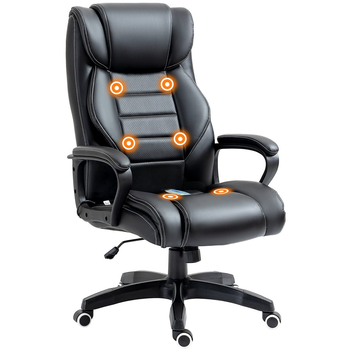Fauteuil de bureau massant  fauteuil bureau ergonomique grand confort hauteur réglable fonction dossier à bascule revêtement synthétique noir-0