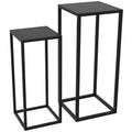 Lot de 2 supports pot de fleurs encastrables 2 hauteurs différentes 58,5 et 65 cm - acier noir-0