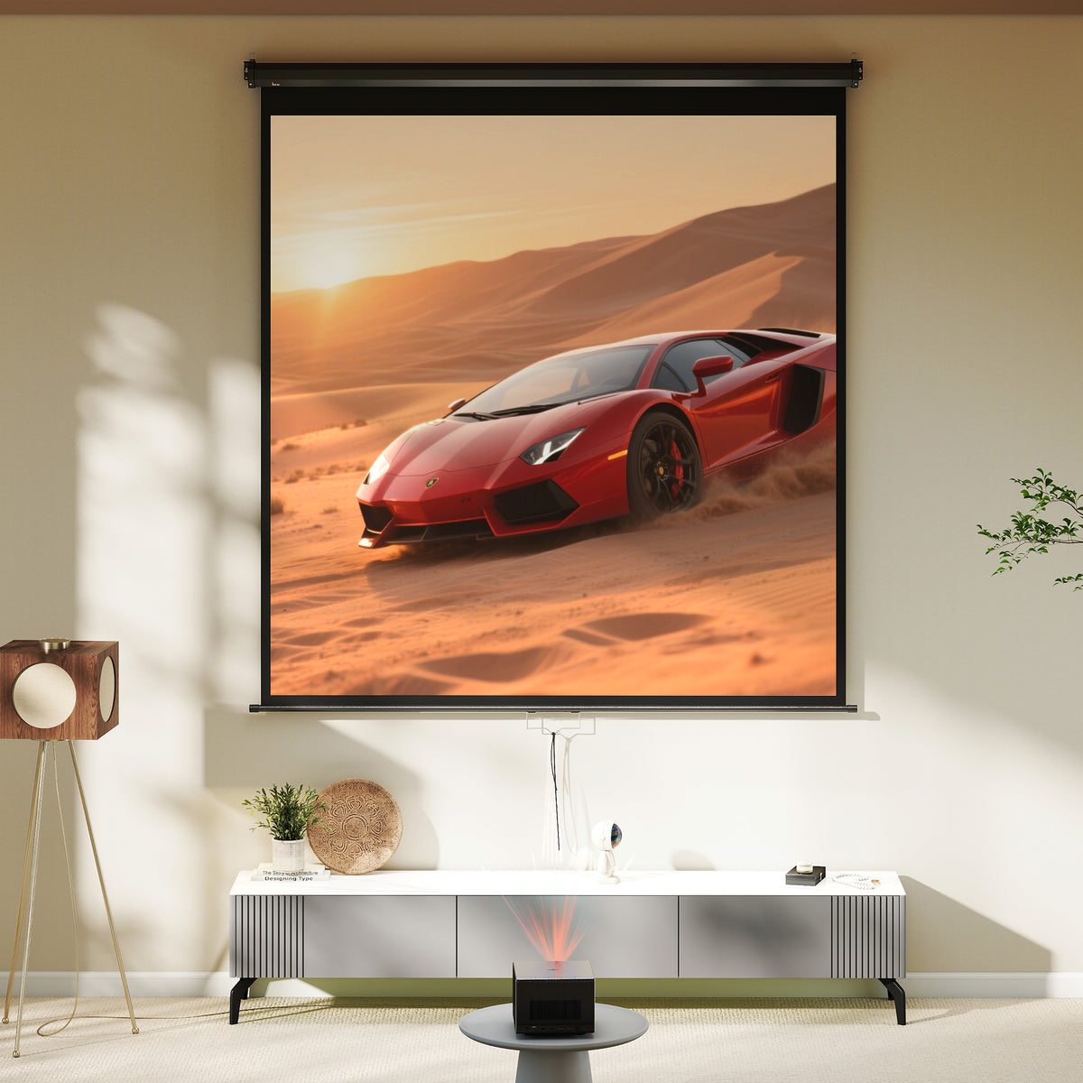 Écran de projection TV et Home Cinema de 99 Pouces vidéo projecteur 1:1 4K HD, 178L x 178H cm-6