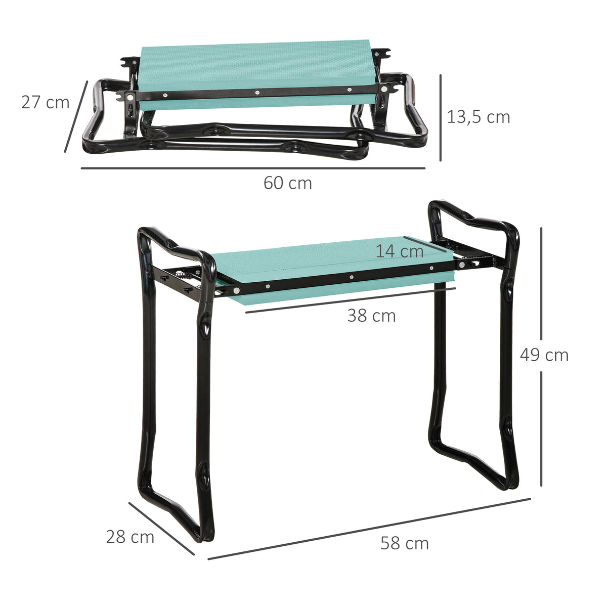 Tabouret de Jardin Pliable agenouilloir de Jardin siège Jardinage avec Coussin Acier EVA Noir Vert-2