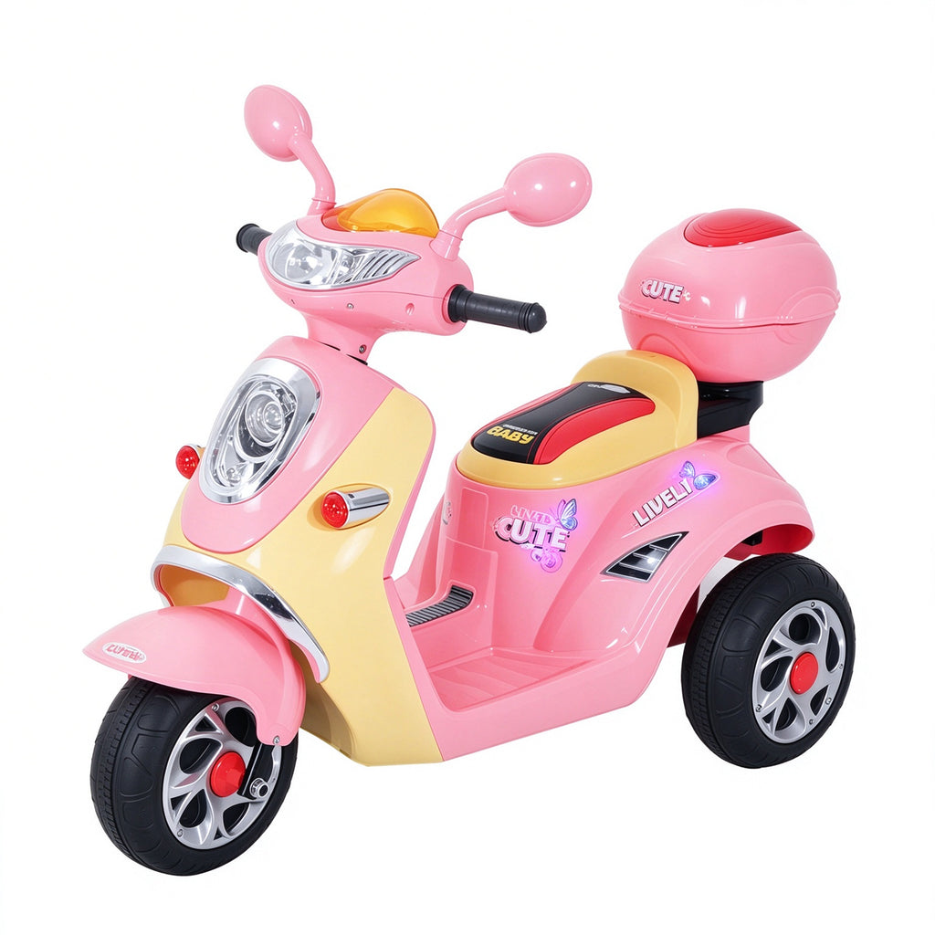® Scooter électrique pour Enfant 3 Ans 6 V Métal + polypropylène 108 x 51 x 75 cm Rose/Blanc-0