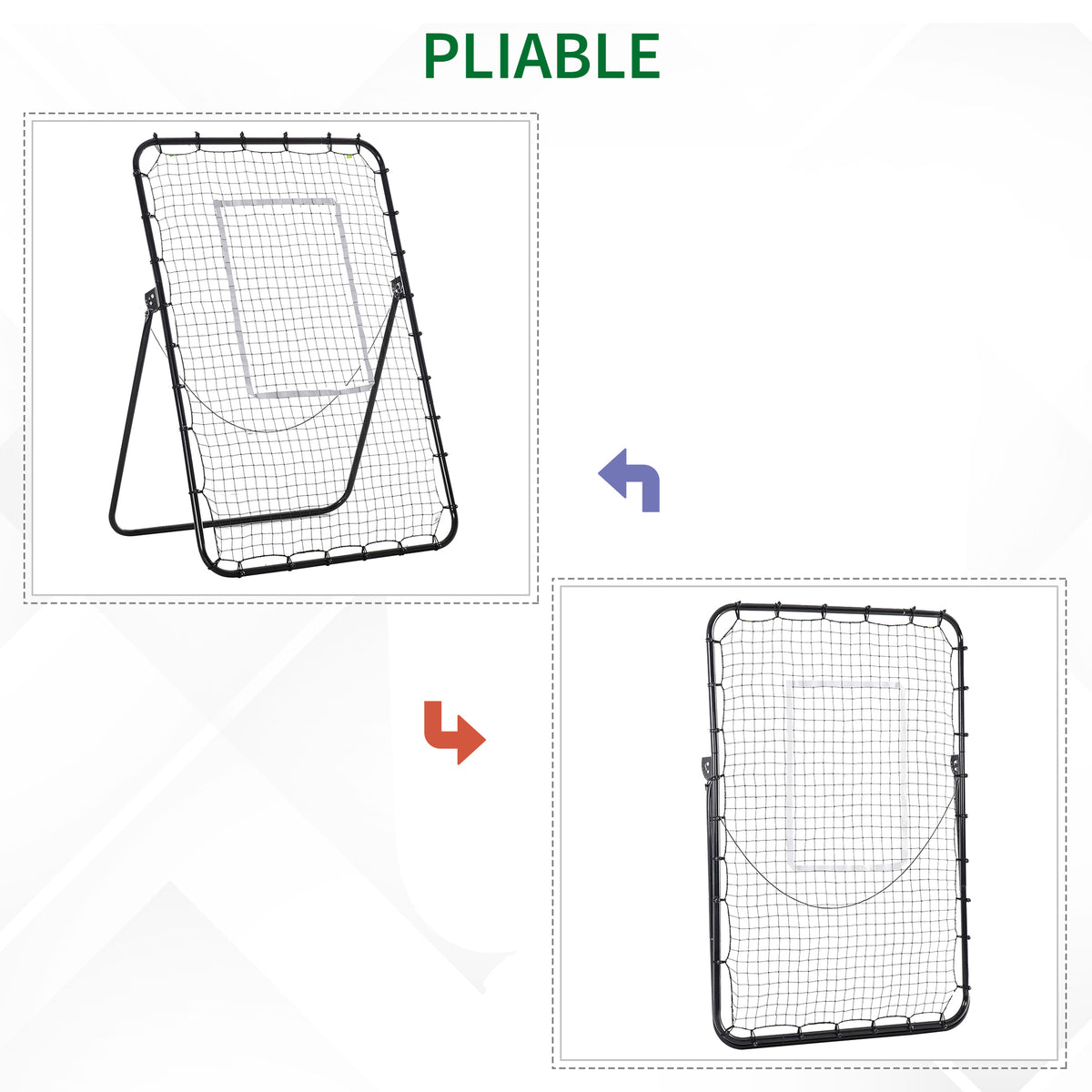 Filet de rebond de football ajustable hauteur angle réglables rebondeur pour football pliable cible sardines de fixation fournies 123 x 73 x 178,5 cm noir blanc-3