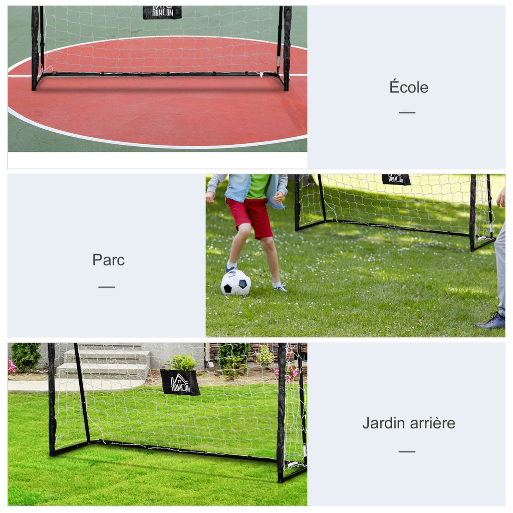 But de football cage de foot châssis métal filet PE piquets & outil inclus dim. 186L x 62l x 123H cm noir blanc-5