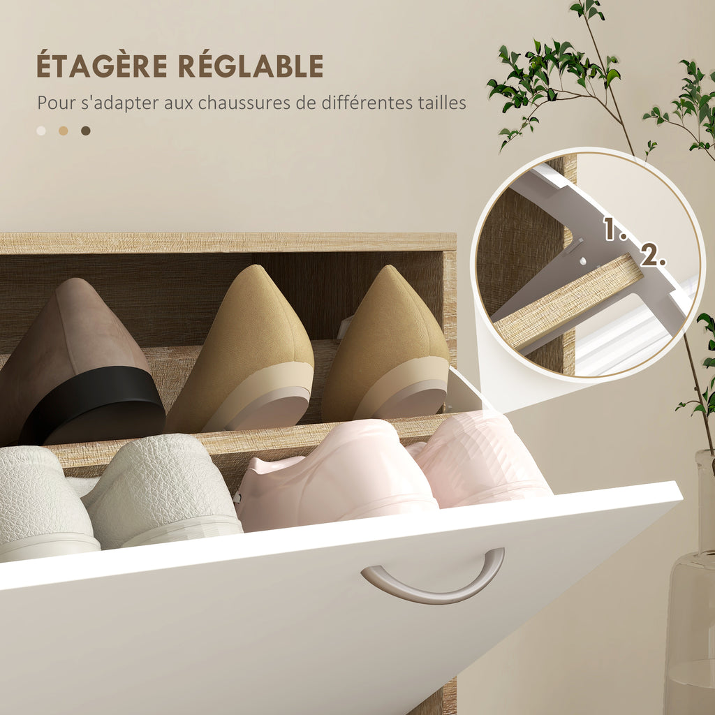 Meuble d'entrée vestiaire avec panneau porte-manteau, miroir et banc à chaussures - 6 crochets et étagère réglable-5