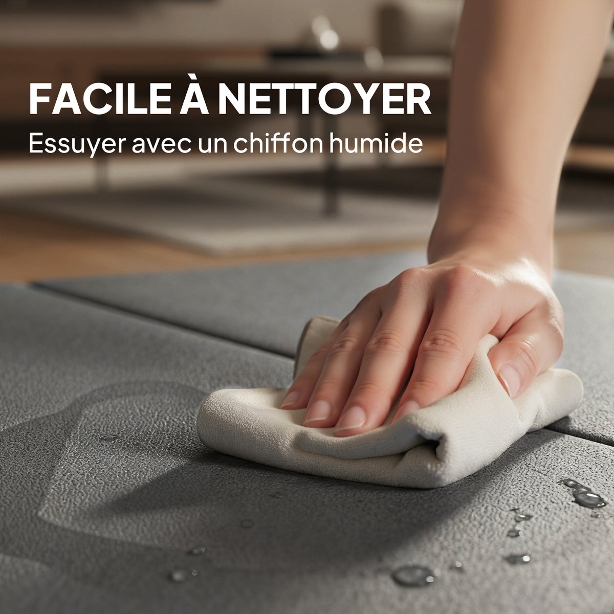 Tapis de gymnastique yoga pilates fitness pliable en 3 panneaux avec poignées revêtement synthétique 180 x 60 x 5cm gris-4