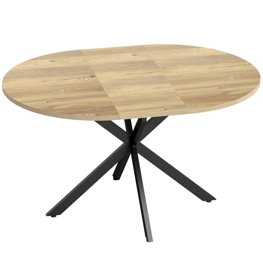 Table à manger extensible ovale pour 4 à 6 personnes, table de cuisine avec rallonge 100-135 cm, effet bois naturel-0