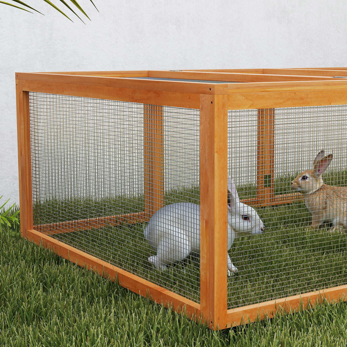 Clapier cage à lapins extérieur intérieur 2 portes supérieures 181L x 100l x 48H cm bois massif marron-7