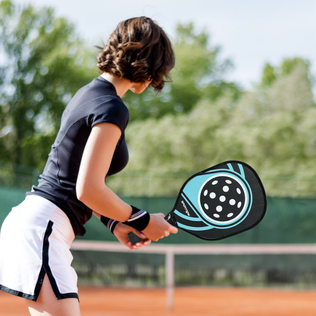 Lot de 4 raquettes de pickleball ensemble de raquette de pickleball en bois de peuplier 4 balles et un sac bleu et noir-1