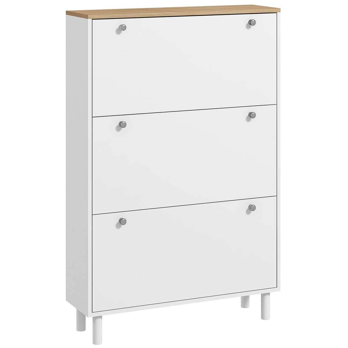 Meuble à Chaussures 24 Paires, Armoire à Chaussures Étroite avec 3 Tiroirs Rabattables, Étagères Réglables, Blanc-0