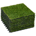 Gazon synthétique Artificiel Set de 10 Dalles Carreaux 30 x 30 cm épaisseur Confort 3,5 cm à emboîter Vert-0