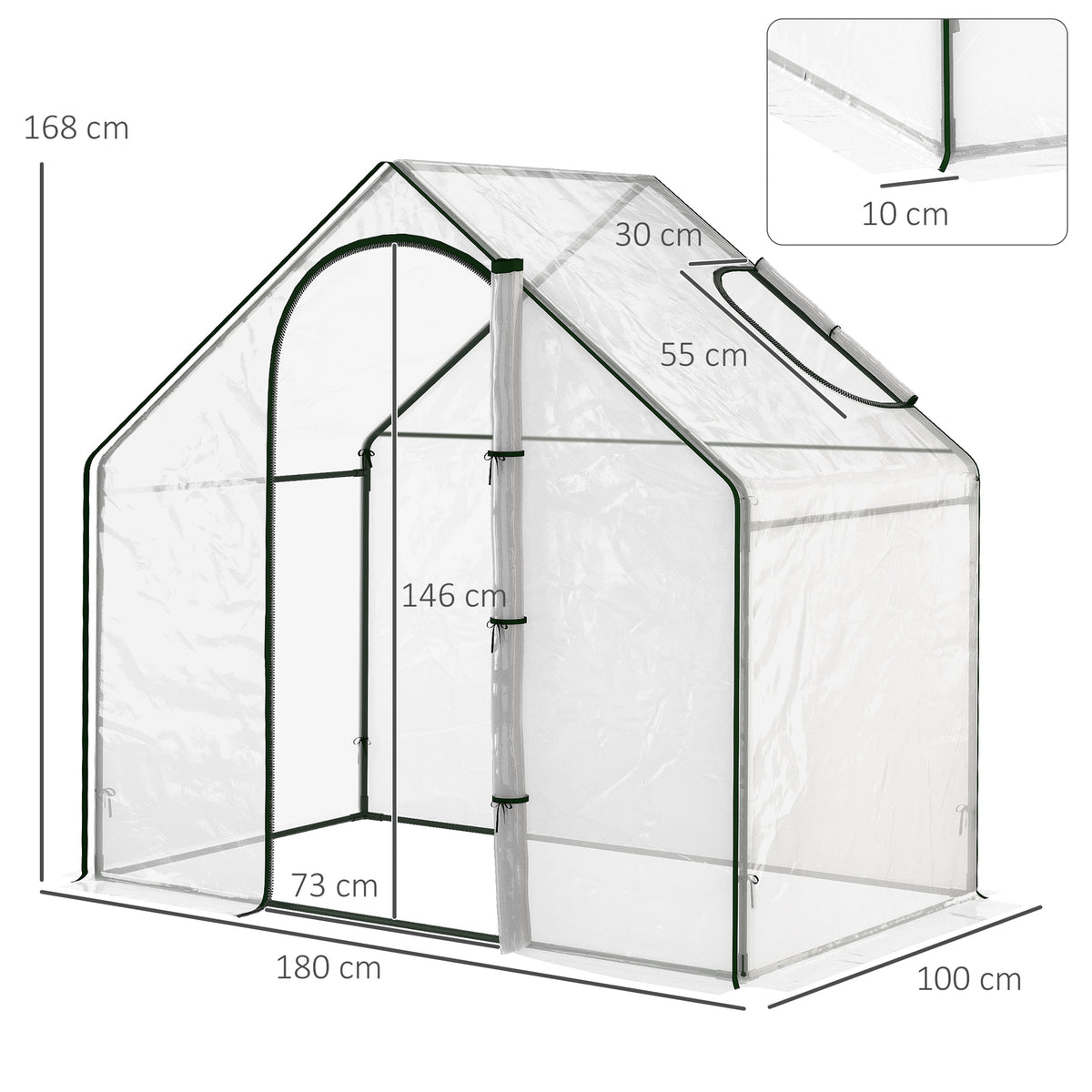 Serre de Jardin Balcon terrasse Serre pour tomates 1,8L x 1l x 1,68H m Acier plastique imperméable Transparent Vert-2