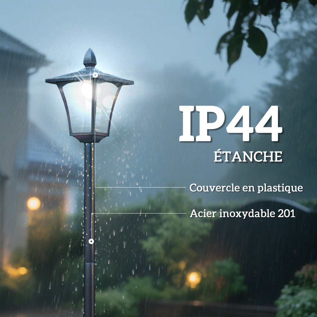Luminaire extérieur lampadaire sur pied solaire lampadaire lanterne classique LED 40 Lm dim. 18L x 18l x 160H cm noir-6