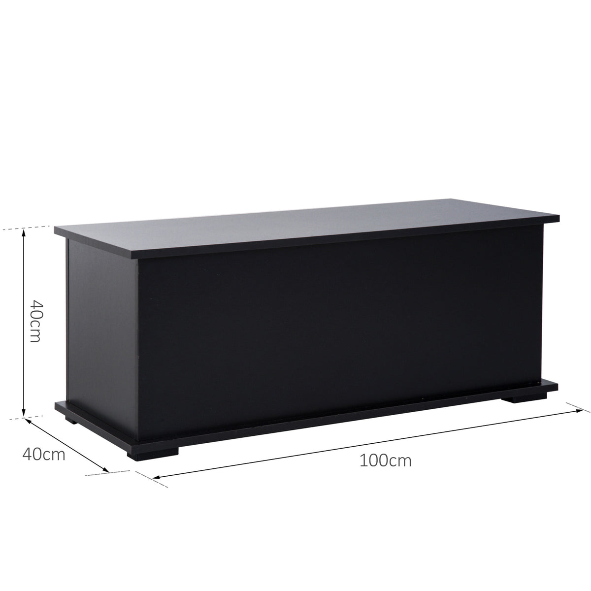 Coffre de rangement coffre à jouets grande capacité de rangement charnière verrouillée  en bois 100 x 40 x 40 cm noir-2