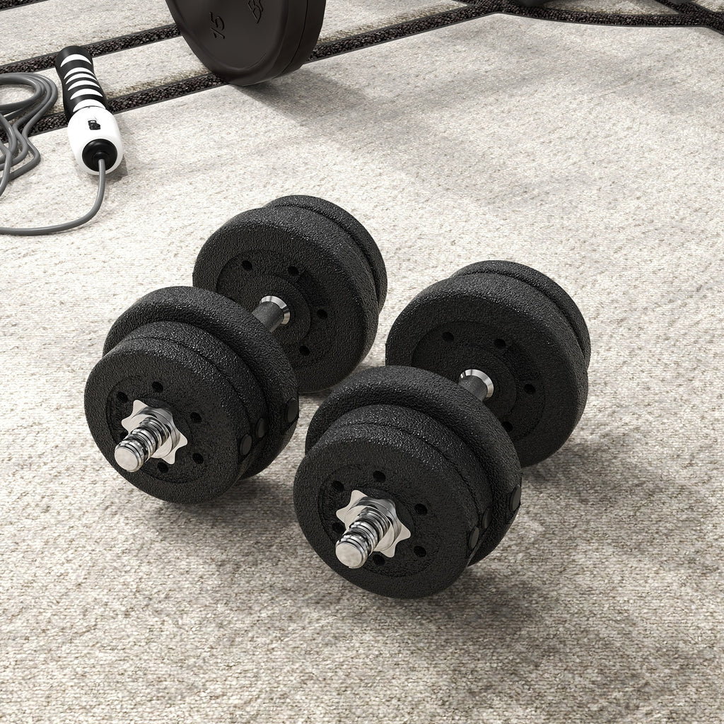 Ensemble d'haltères courtes total 25 kg dumbbell paires poids réglable - barres incluses acier polyuréthane noir-7