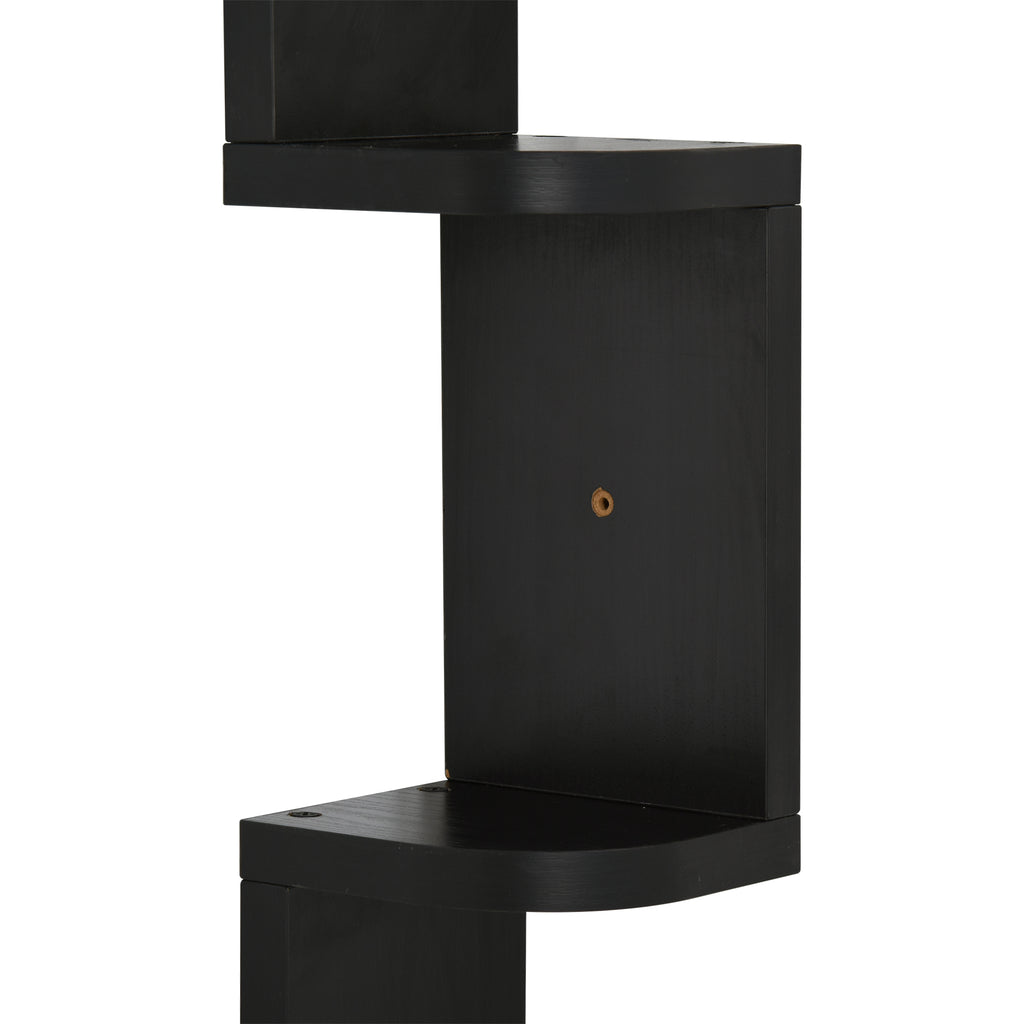 Étagère d'angle Murale à 5 Niveaux Hauteur 120 cm Forme de Zigzag en Bois Noire-7