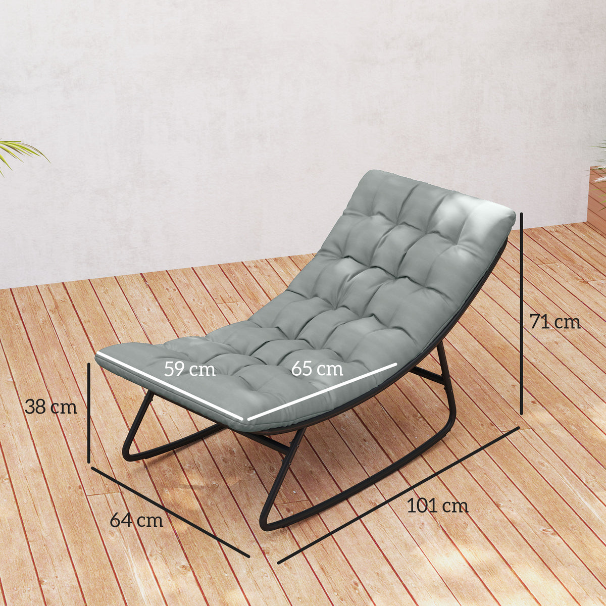 Lot de 2 fauteuils à bascule extérieur avec coussins épais, siège tissu textilène respirant et cadre en acier, gris-2