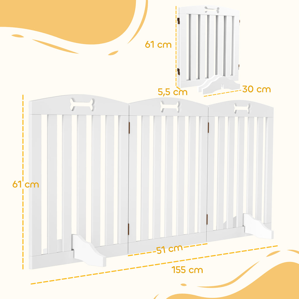 Barrière de sécurité chien barrière pliable pour chien pieds de support pointes antidérapantes 155 x 30 x 61 cm blanc-2