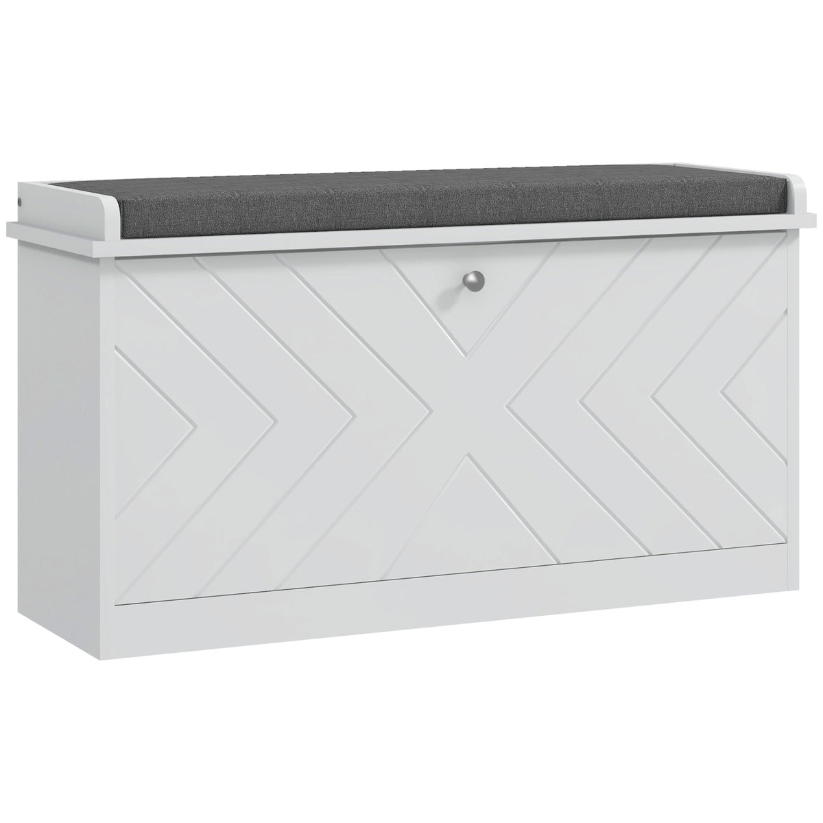Banc à chaussures avec tiroir rabattable, coussin d'assise et étagère réglable, 80 x 26 x 48 cm, blanc-0