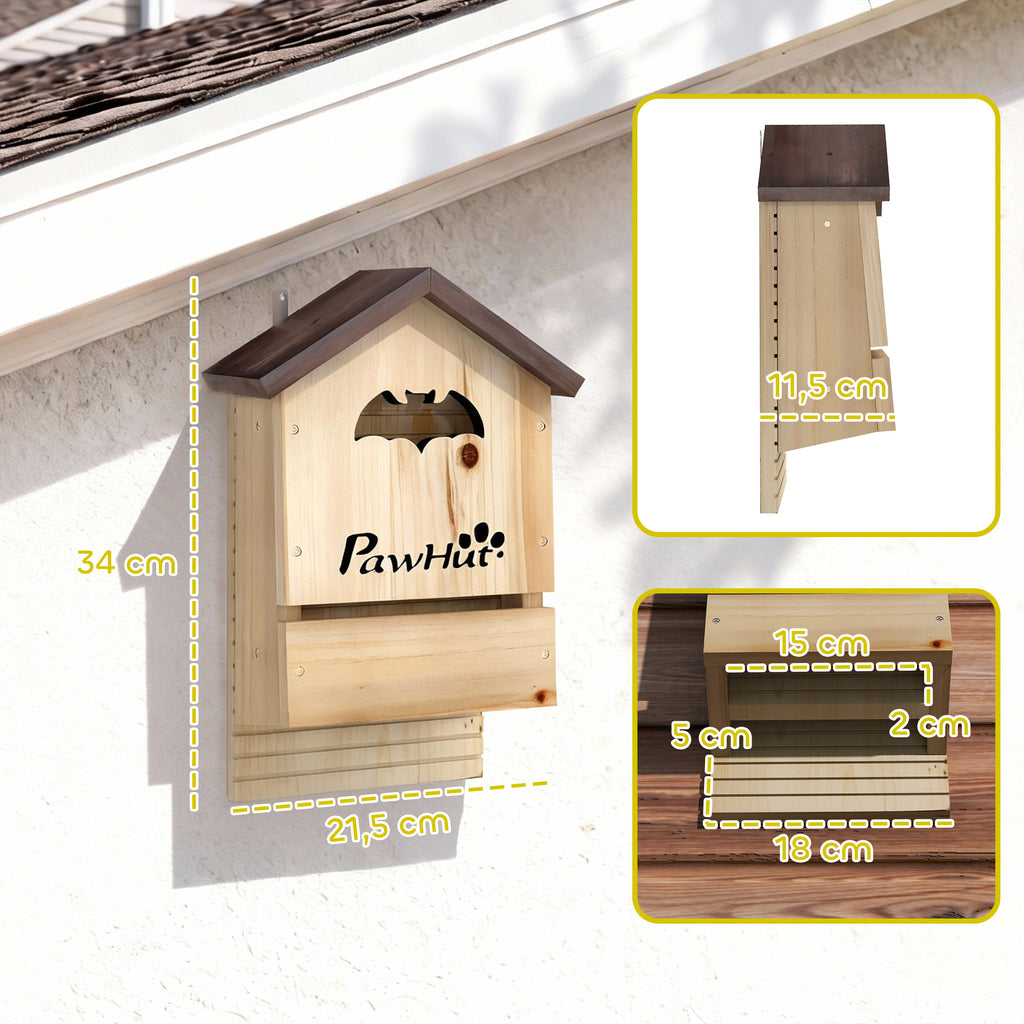 Lot de 3 Nichoirs Chauve Souris en Bois abri à chauves-souris 23 x 9,5 x 36,5 cm effet bois naturel-2