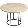 Table à Manger Ronde pour 4 à 6 Personnes, Ø 120 x 75 cm, Table de Cuisine avec Piétement Conique en Métal, Bois Naturel-0
