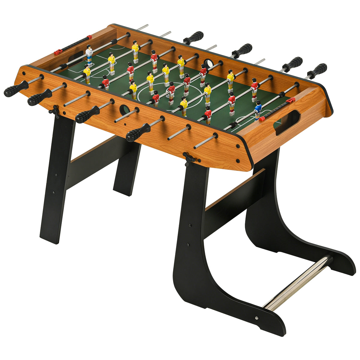 Baby-foot table de Babyfoot pliable dim. 98L x 42l x 62H cm 2 balles fournies MDF marron et noir-0